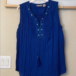 Art And Soul Vibrant Blue Sleeveless Blouse